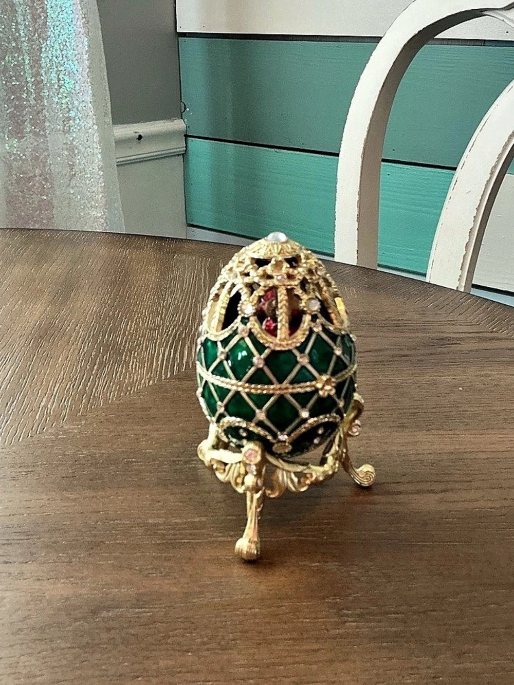 Green & Gold Christmas Egg Music Box Biltmore House